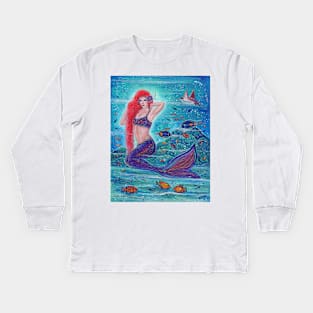 Aleanna Mermaid with fish by Renee Lavoie Kids Long Sleeve T-Shirt